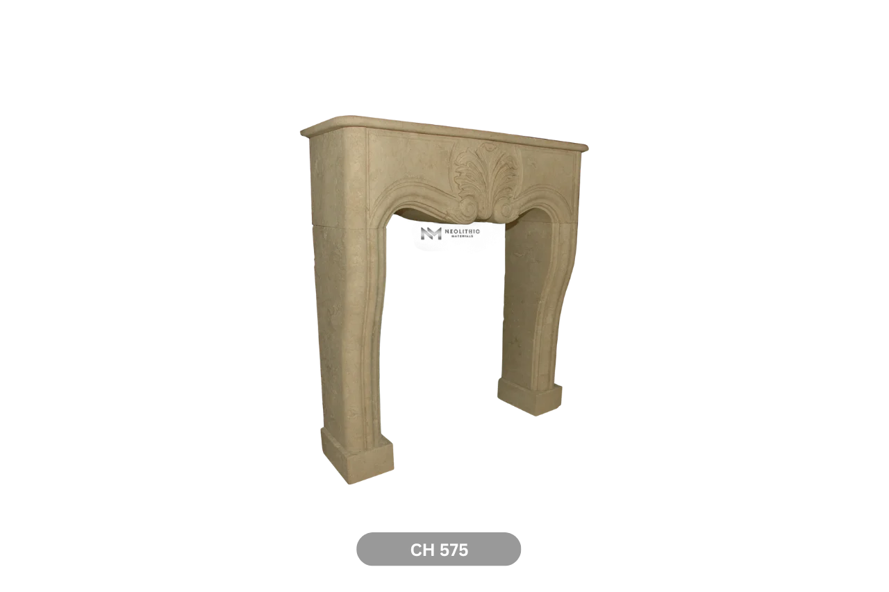 Limestone Fireplace Mantel - Image 3